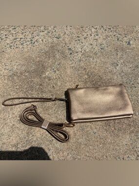Metallic Bronze Crossbody Wristlet Bag - Women